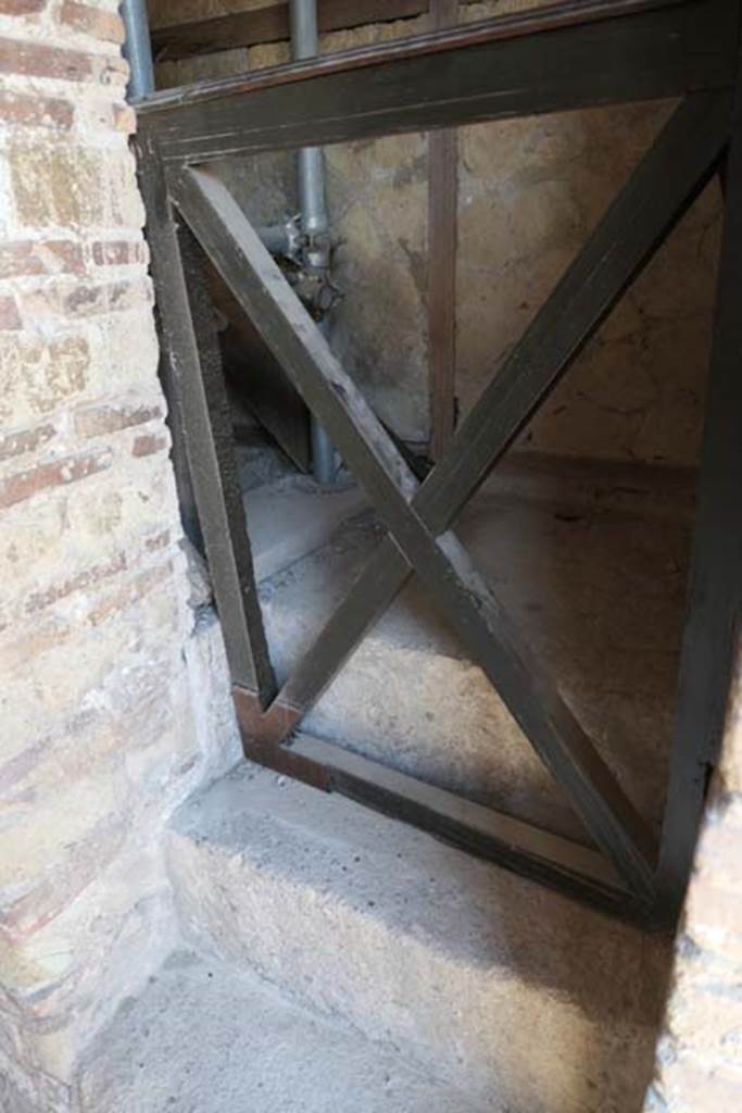 IV.21 Herculaneum, June 2017. Steps to upper floor on north sideof entrance doorway. Photo courtesy of Michael Binns.